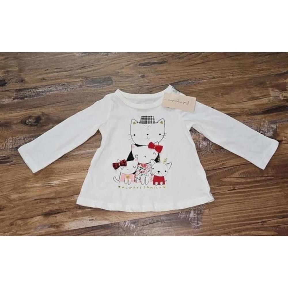 Designer Girls 6-9 months clothes kitty cat family kitties cats shirt plaid